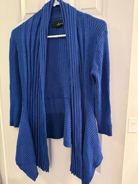 Willi Smith Royal Blue Ribbed Open-Front Cardigan